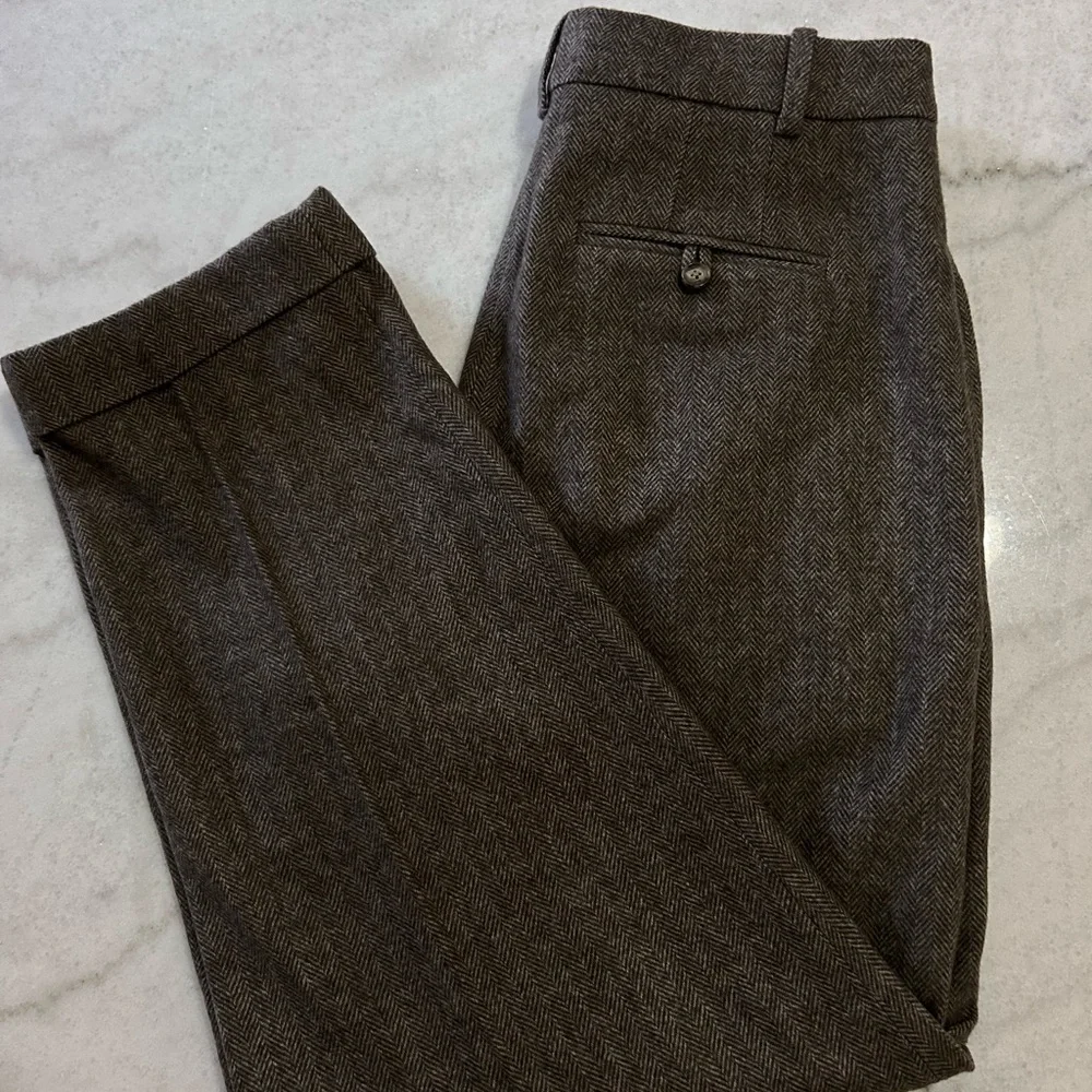Ralph Lauren Taupe Herringbone Pants Size 10 - Picture 3 of 11